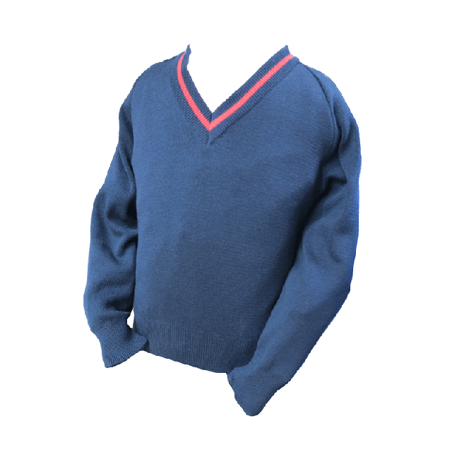 Navy Pullover With Red Trim