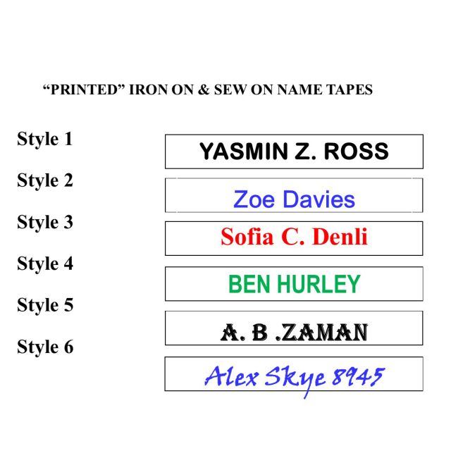 Printed Iron On Name Tapes