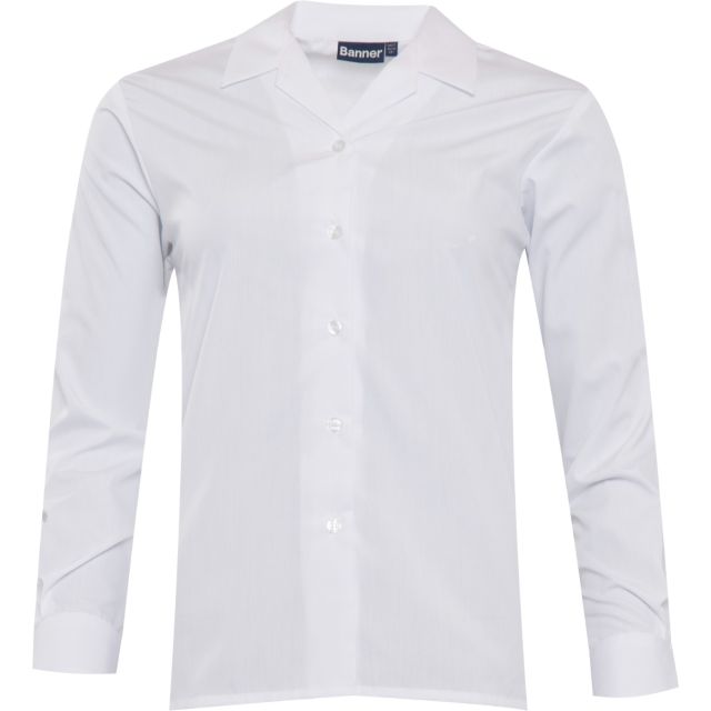 Girls White Revere Long Sleeve Blouse (2 Pack)