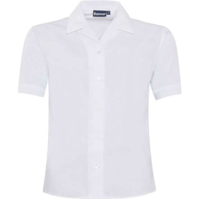 Girls White Revere Short Sleeve Blouse (2 Pack)