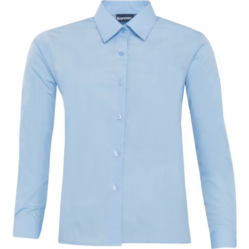 Girls Blue Long Sleeve Blouse (2 Pack)