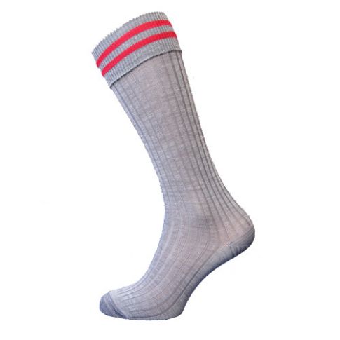 Red Bar Grey Socks