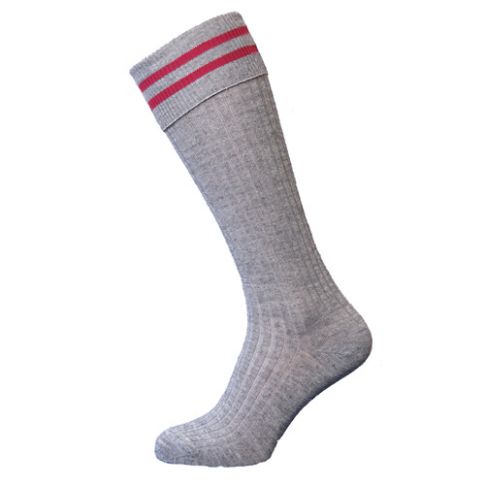St Christopher's Grey Maroon Bar Socks